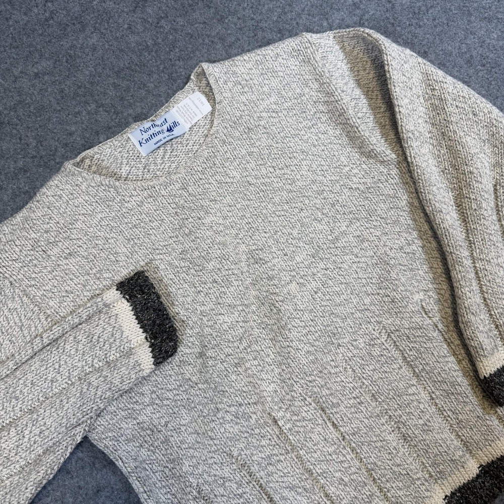 Northeast Knitting Mills Crewneck Sweater Kids 10-12 Gray Cotton Pullover USA